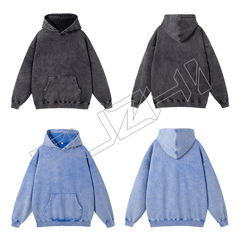FZWD-6305 Customize fashion brand high quality unisex color washed hoodie washed vintage to make old hoodie