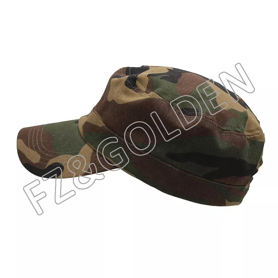 FZCC20250722 Cadet Military Hat Unisex Adjustable Flat army Caps for sale