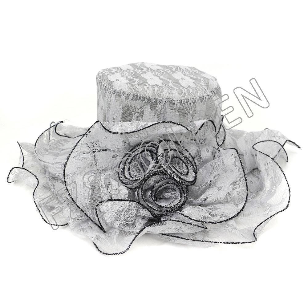 Wholesale Golf Hat Manufacturer -
Women's Tea Party Sun Church Kentucky Derby Wide Brim Mesh Flowers ladies fashion hats - FUZHI