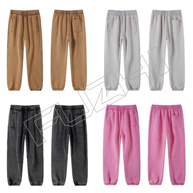 FZWP-4263 Customize high quality unisex color washed cotton pants(fleece)