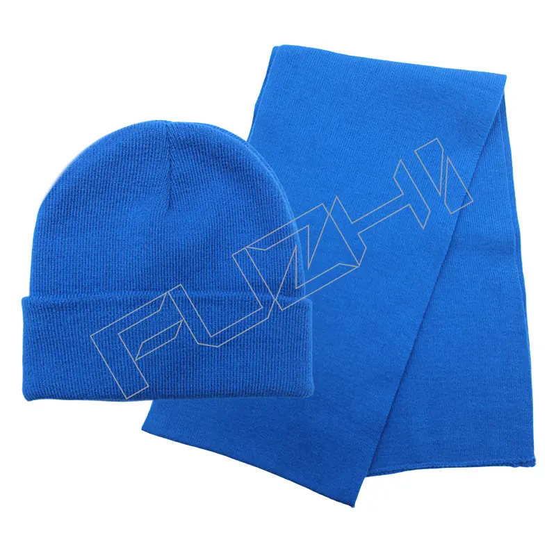 FZSC-3021 Customized men and women’s winter warm knitted beanie scarf glove set outdoor weatherproof acrylic knitted beanie scarf glove