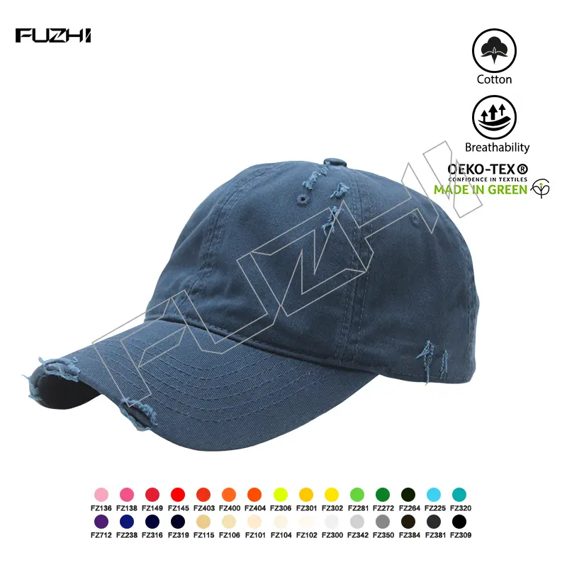 FZBC-6112 New fashion broken washed vintage cap hole washed to make old baseball cap korean version of men and women washed outdoor recreational hole baseball cap Featured Image