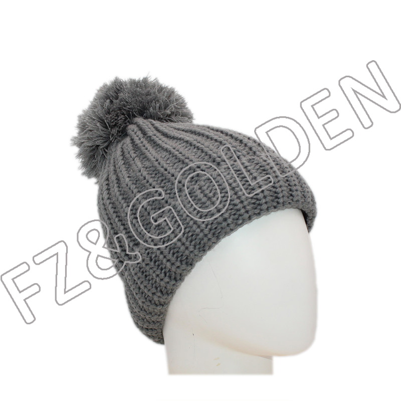 Export Acrylic Beanie -
Polyester Knitted Hat With Ball - FUZHI