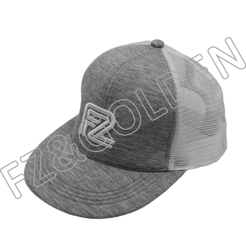 Cheapest Mesh Cap Manufacturer -
Flat Visor 6 Panel Air Cotton+Mesh Snapback Trucker Cap - FUZHI