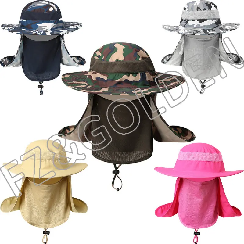 Discount Hat And Scarf Set Factory –
Wide Brim Breathable Mask Necklace Bucket Fishing Sun Hats – FUZHI