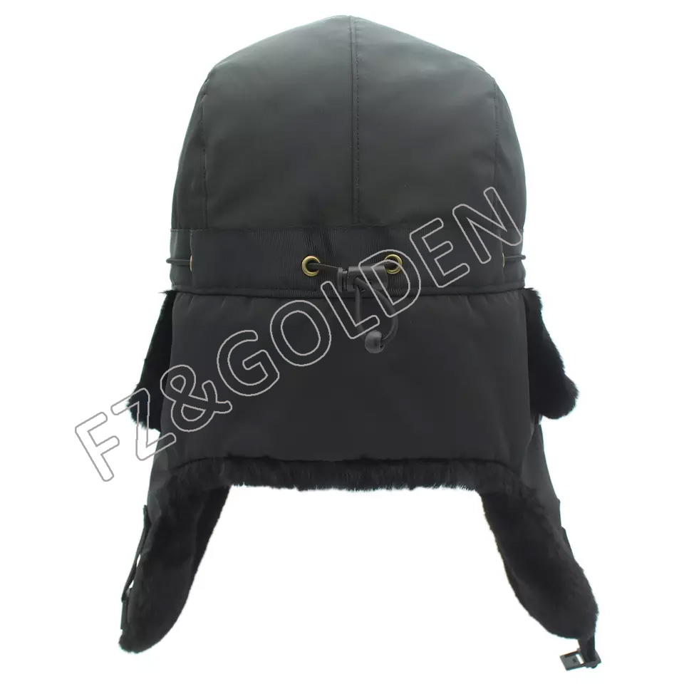FZWH20250716 Custom russian style fur Snow earflap Cap Plush fur Ski trapper Bomber Winter Hat