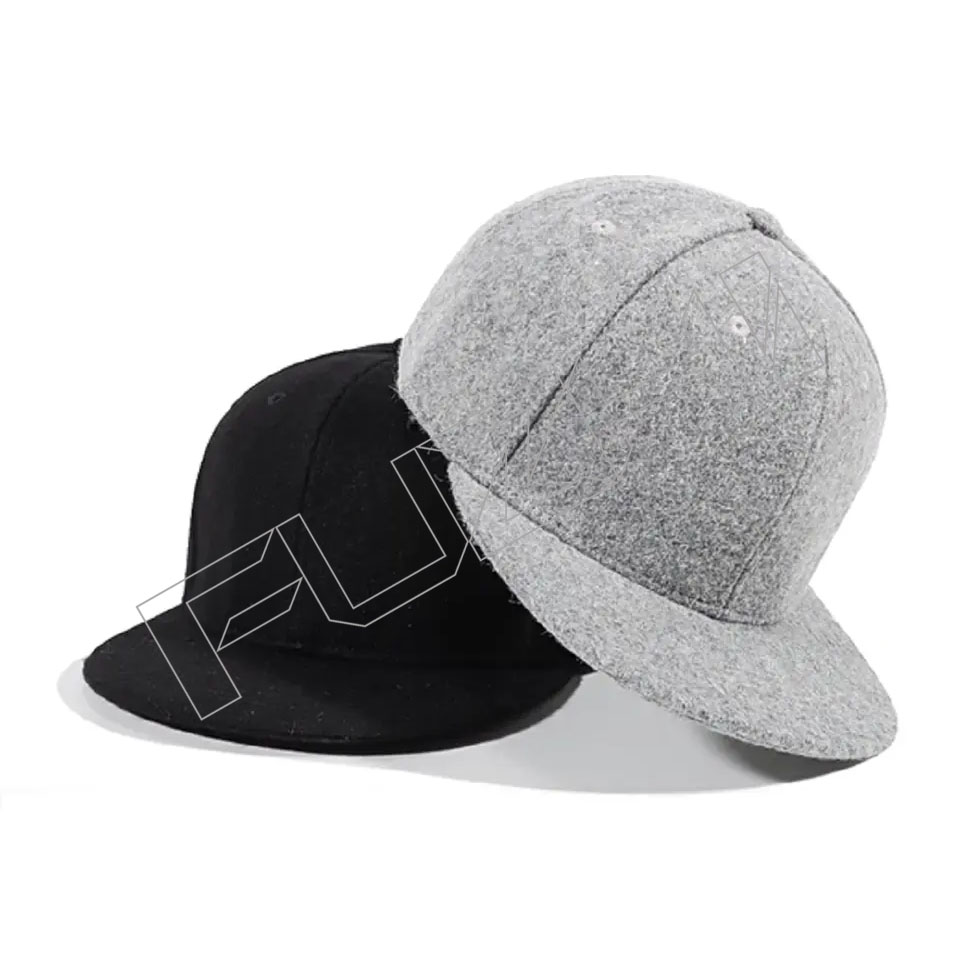 FZBC20250626-3 Premium Custom 6 Panel Embroidery Flannel Wool Two Tone Hats Bulk Applique Snapback Cap With Felt
