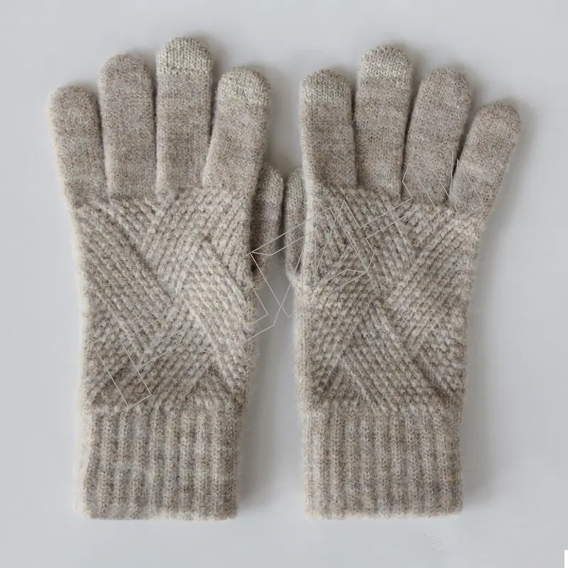 FZBH-1022 New women’s winter solid color wool warm beanie, scarf and glove three-piece set anti-cold wool ball and cashmere knitted set