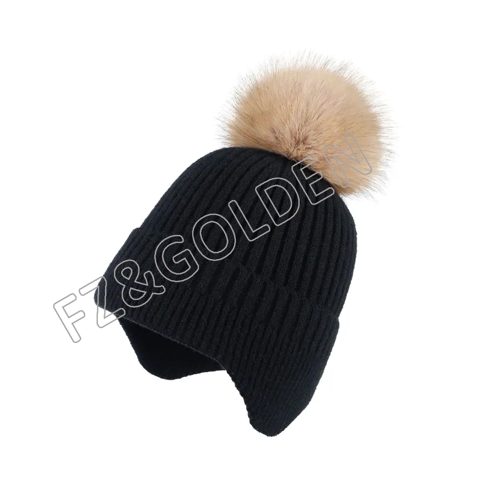 FZBH20250626-4 2023 Children's Knitted Fashion Baby Warm Ear Protection Lovely Wool Ball Beanies Gril's and boy's winter hats