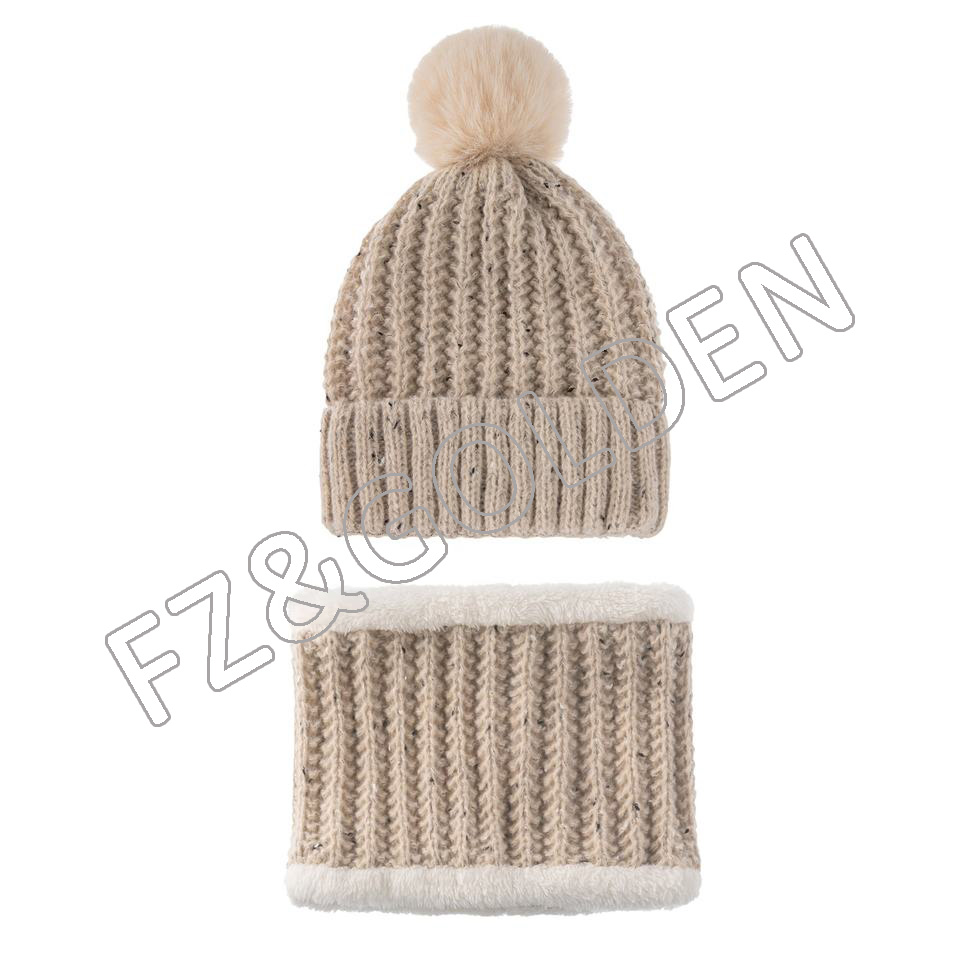 Fashion Beanie Manufacturer -
Winter Warm Knitted Women's Beanie and Scarf Set - FUZHI