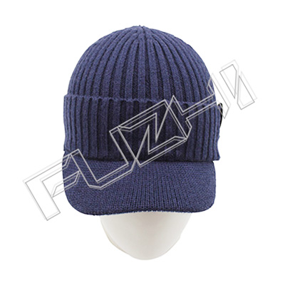 FZWH-0001 Curved Peak Knitted beanie with Customized PU Logo