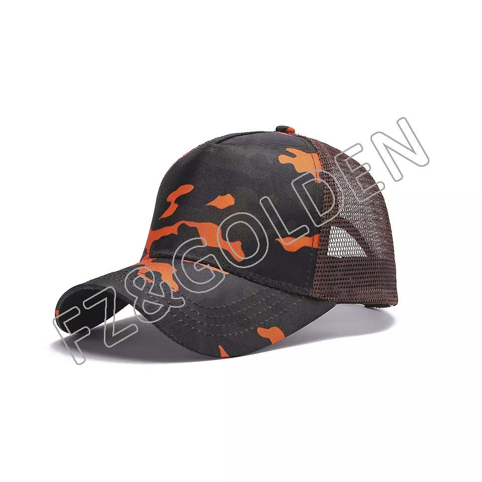 FZBC20250716-6 Manufacture OEM Custom Design Baseball Cap Cotton 5 Panel Mesh Snap Back Men 3D Embroidered Patch Bulk Trucker Hat