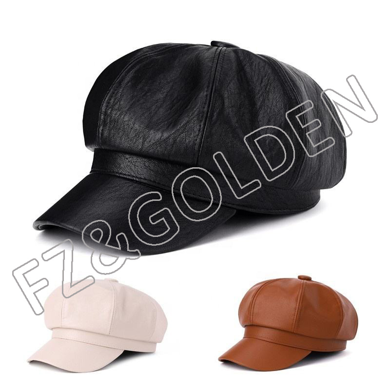 FZBH-2001 Newsboy Plain Cabbie Gatsby Ivy Leather Visor Beret Caps for Women