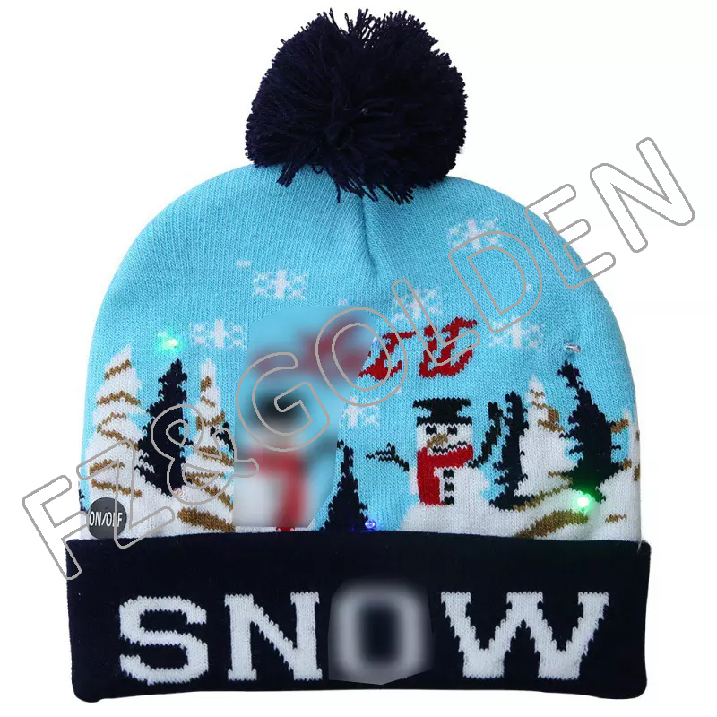 FZBH20250722-3 New arrival winter children custom customized logo kids knit ted christmas beanie hats with pom pom