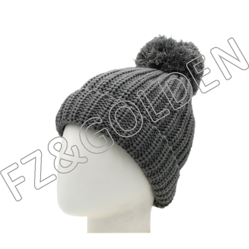 Export Acrylic Beanie -
Polyester Knitted Hat With Ball - FUZHI