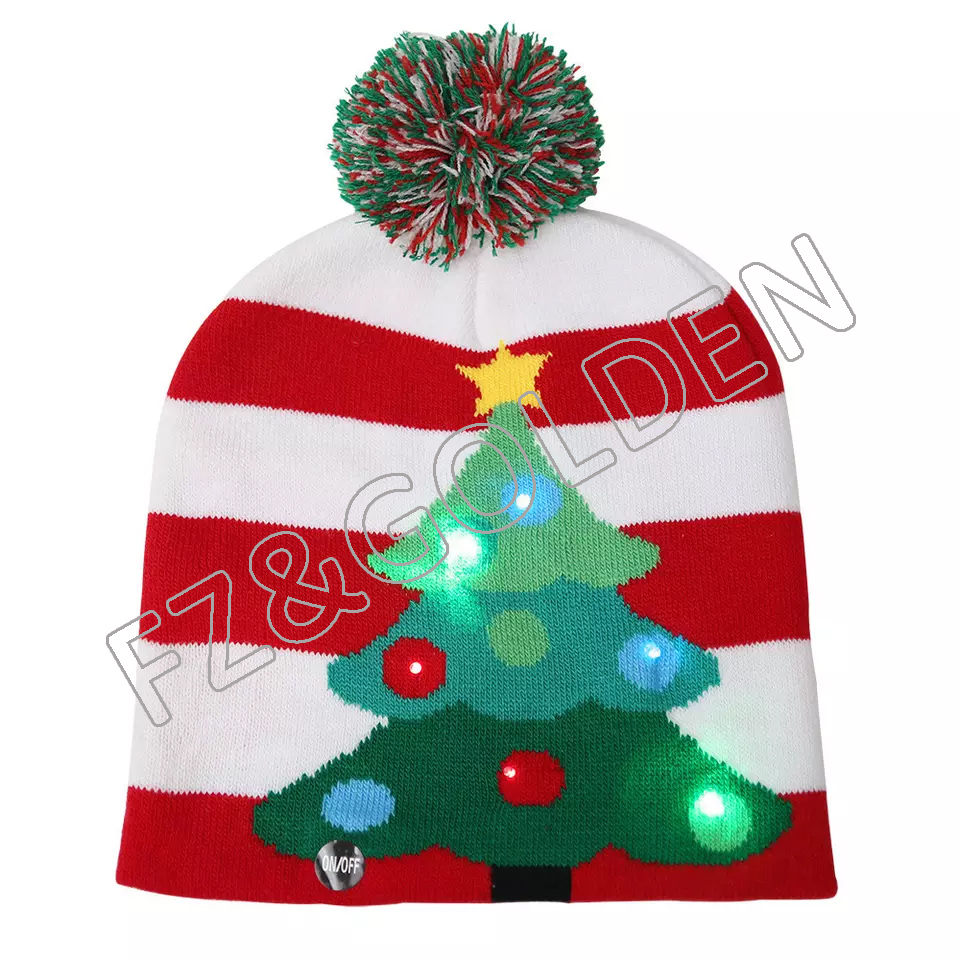 FZBH20250722-3 New arrival winter children custom customized logo kids knit ted christmas beanie hats with pom pom