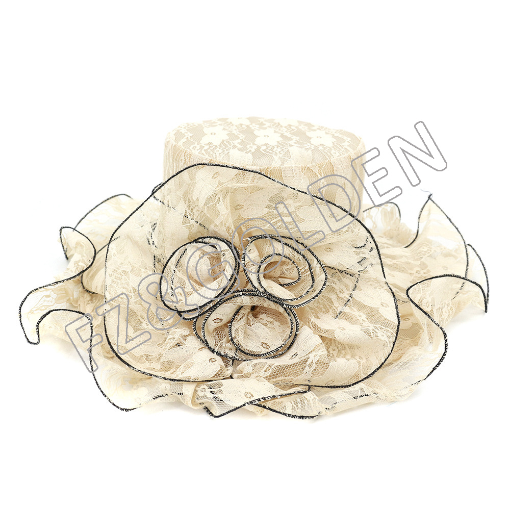 Wholesale Golf Hat Manufacturer -
Women's Tea Party Sun Church Kentucky Derby Wide Brim Mesh Flowers ladies fashion hats - FUZHI