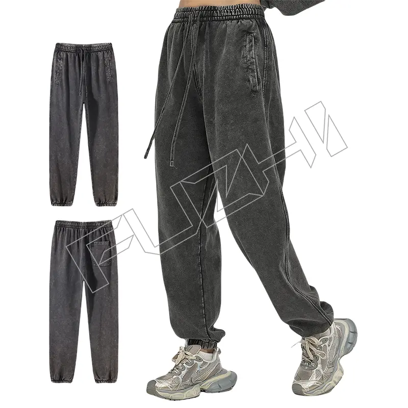 FZWH-1002 Fashion brand washed retro do old multi-color hoodie and pants washed hoodie set washed fleece or terry hoodie and pants