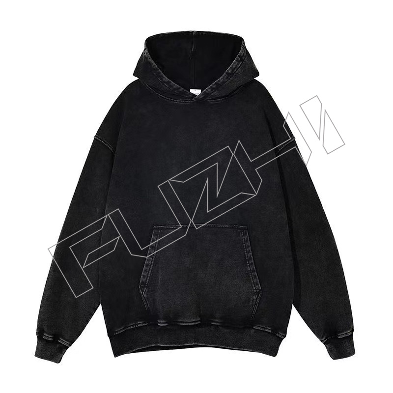 FZWD-6305 Customize fashion brand high quality unisex color washed hoodie washed vintage to make old hoodie