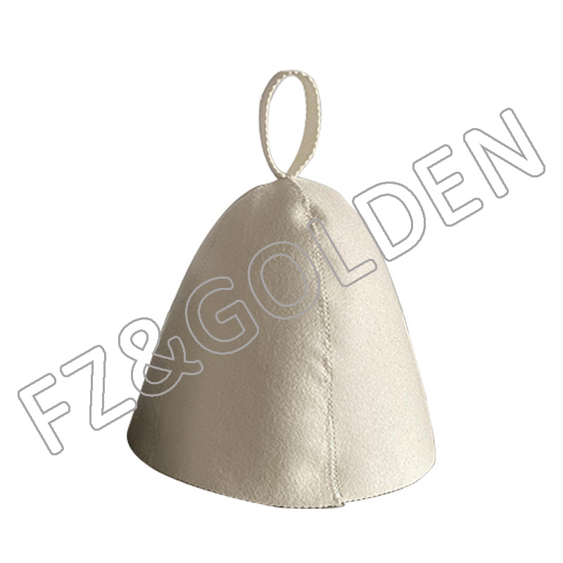 China Beret Hat Supplier -
Unisex Russian Banya Hut Helmet Style Hung Loop Head Protection White Women Wool Sauna Hat - FUZHI