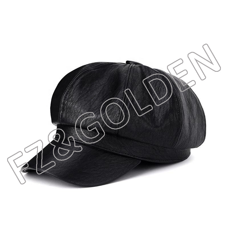 FZBH-2001 Newsboy Plain Cabbie Gatsby Ivy Leather Visor Beret Caps for Women