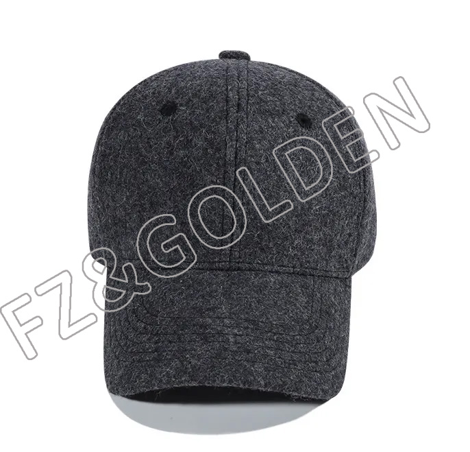 FZWC-1002 High quality custom wool fur baseball thick fitted fashion hat warm winter outdoor sports women cap