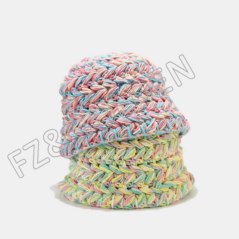 FZBH20250626-2 Excellent New fashion Top quality Winter Bucket Knit Cloche Color Warm Crochet Cap rainbow hats