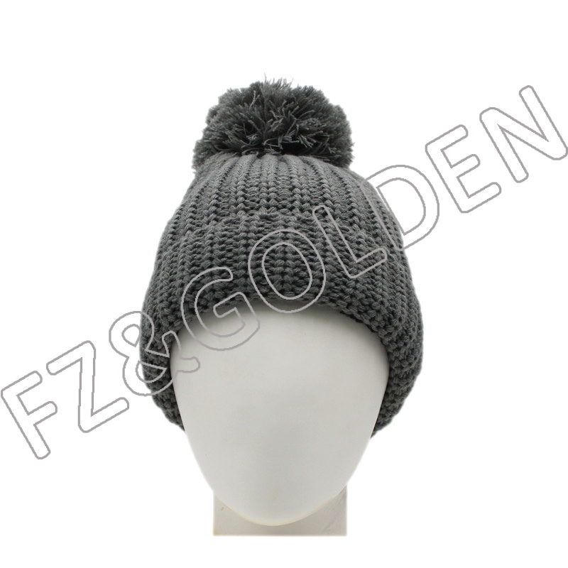 Export Acrylic Beanie -
Polyester Knitted Hat With Ball - FUZHI