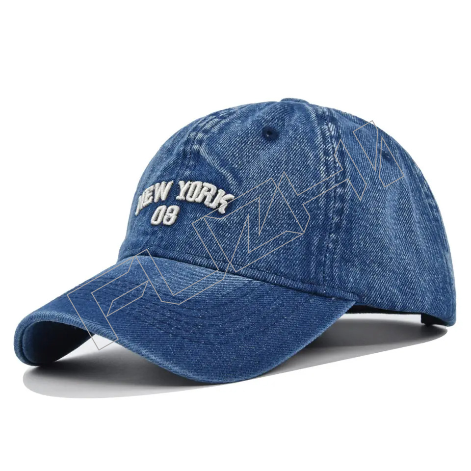 FZBC20250626 High Quality Custom Logo Washed Distressed 100% Cotton 6 Panel Embroidered Bill Old Cowboy Baseball Cap jeans hat