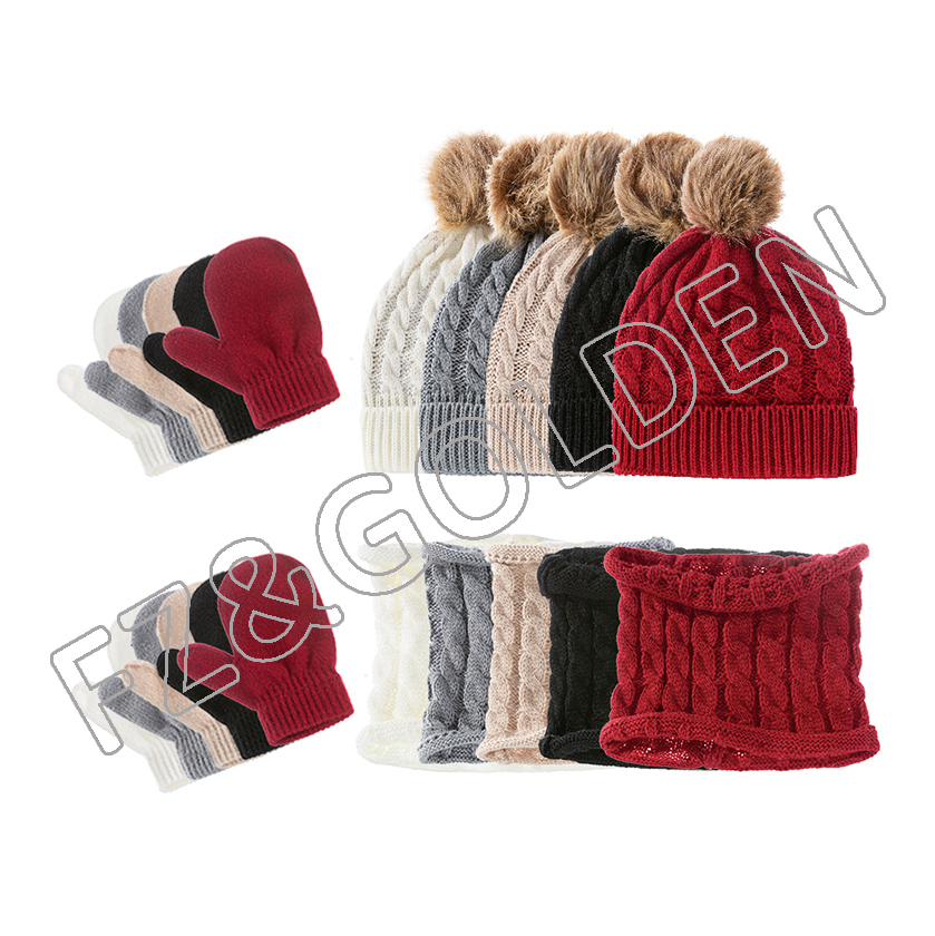OEM/ODM Sports Glove Factory -
winter custom jacquard knit fleece lined cute beanie hat and scarf and glove set for children - FUZHI