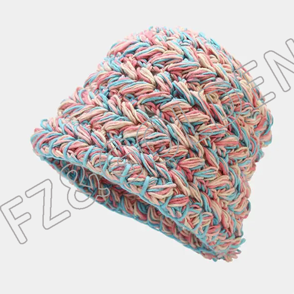 FZBH20250626-2 Excellent New fashion Top quality Winter Bucket Knit Cloche Color Warm Crochet Cap rainbow hats