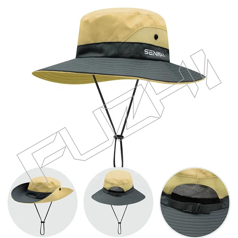 FZFH20250625-6 Women's Summer Mesh Wide Brim Sun UV Protection Hole Fisherman Cowboy Bucket ponytail bucket hat