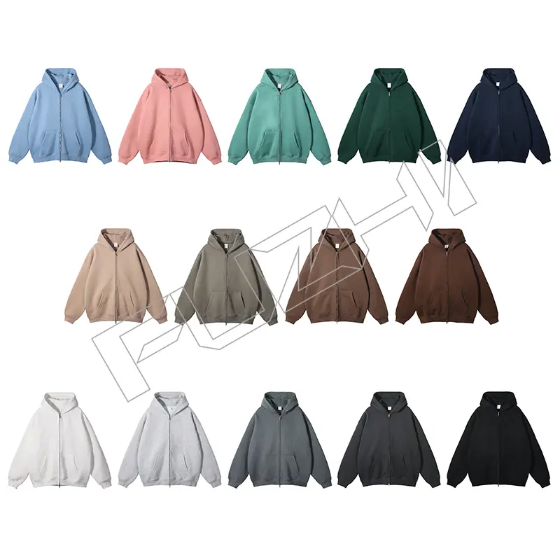 FZHP-1002 New fashion unisex sports zip hoodie & pants color zip hoodie set fleece zip hoodie & pants