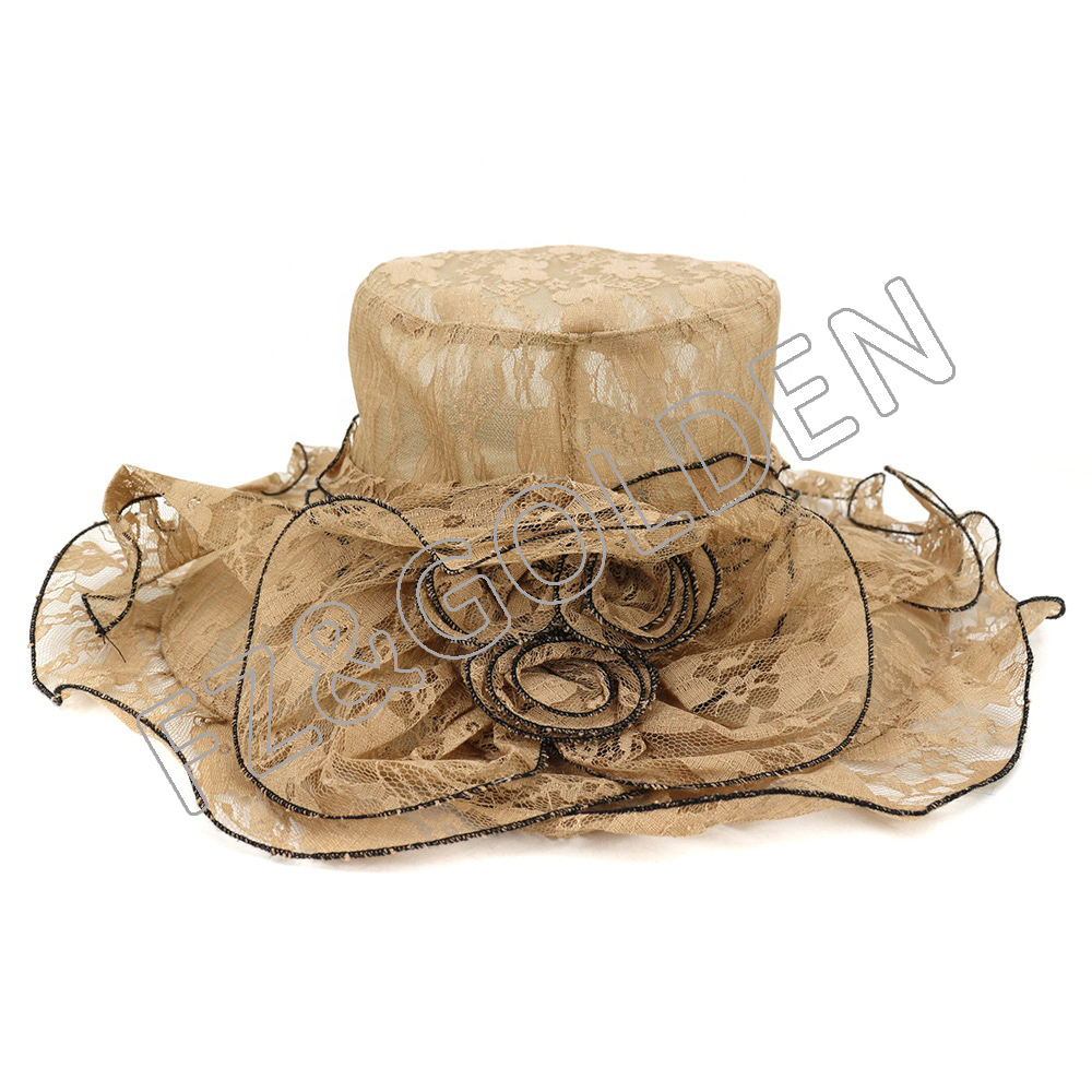 Wholesale Golf Hat Manufacturer -
Women's Tea Party Sun Church Kentucky Derby Wide Brim Mesh Flowers ladies fashion hats - FUZHI