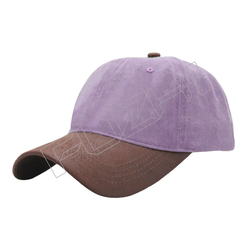 FZBC-6108 Vintage street style baseball cap washed vintage to make old soft top cap two-tone splicing PU leather peak washed vintage cap