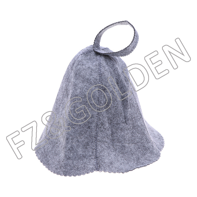 China Beret Hat Supplier -
Unisex Russian Banya Hut Helmet Style Hung Loop Head Protection White Women Wool Sauna Hat - FUZHI