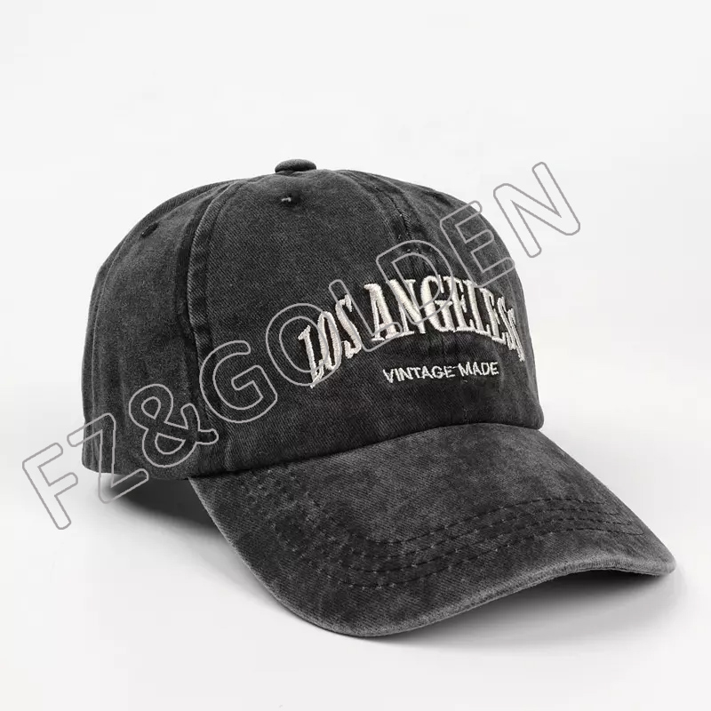 FZBC20250716-3 Custom Logo Wash Adjustable Cotton Distressed Embroidered Baseball Cap Vintage Embroidery Washed Dad Hat