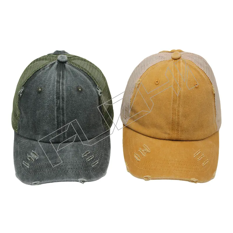 FZBC-6109 New fashion broken trucker washed vintage cap for men and women the same vintage fashion brand mesh baseball cap baseball cap wash to make old cap