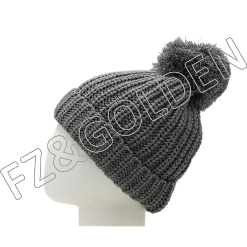Export Acrylic Beanie -
Polyester Knitted Hat With Ball - FUZHI