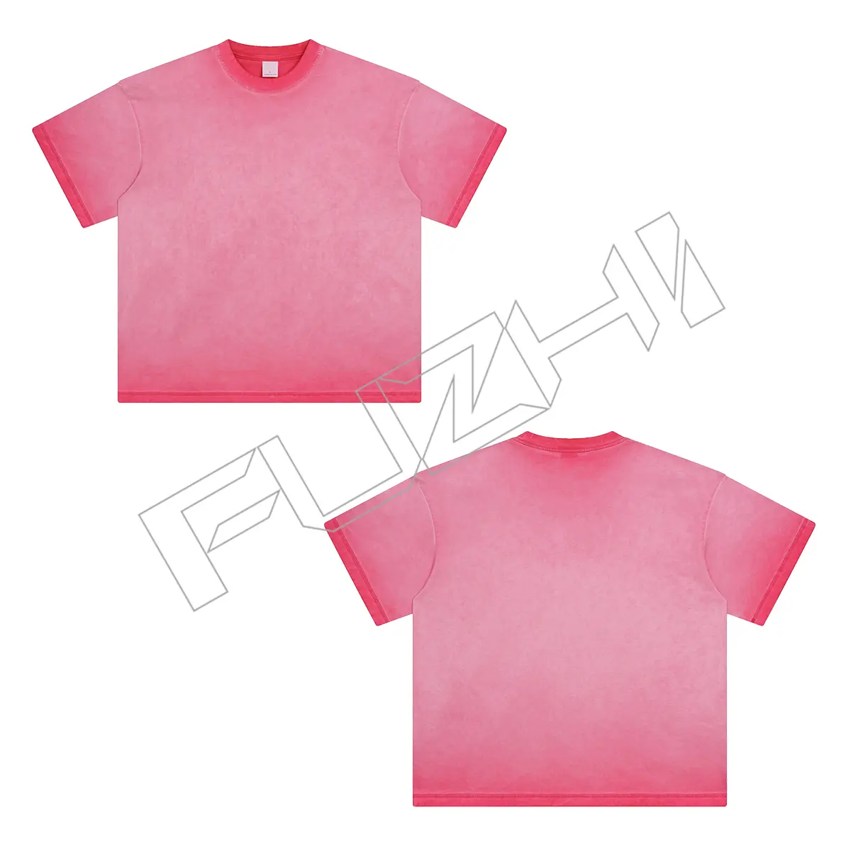 FZWT-1002 New fashion unisex dyed and worn-out water washed cotton terry short sleeved shorts set washed cotton T-shirt shorts