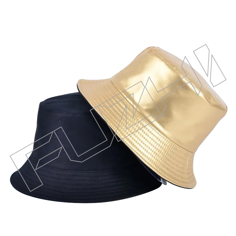 FZFH20250625-8 Hot Sale Casual Outdoor Waterproof Wholesale Bright Color Double Sided Use Short Brim Fisherman PU leather bucket hat