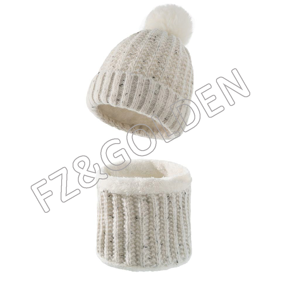 Fashion Beanie Manufacturer -
Winter Warm Knitted Women's Beanie and Scarf Set - FUZHI