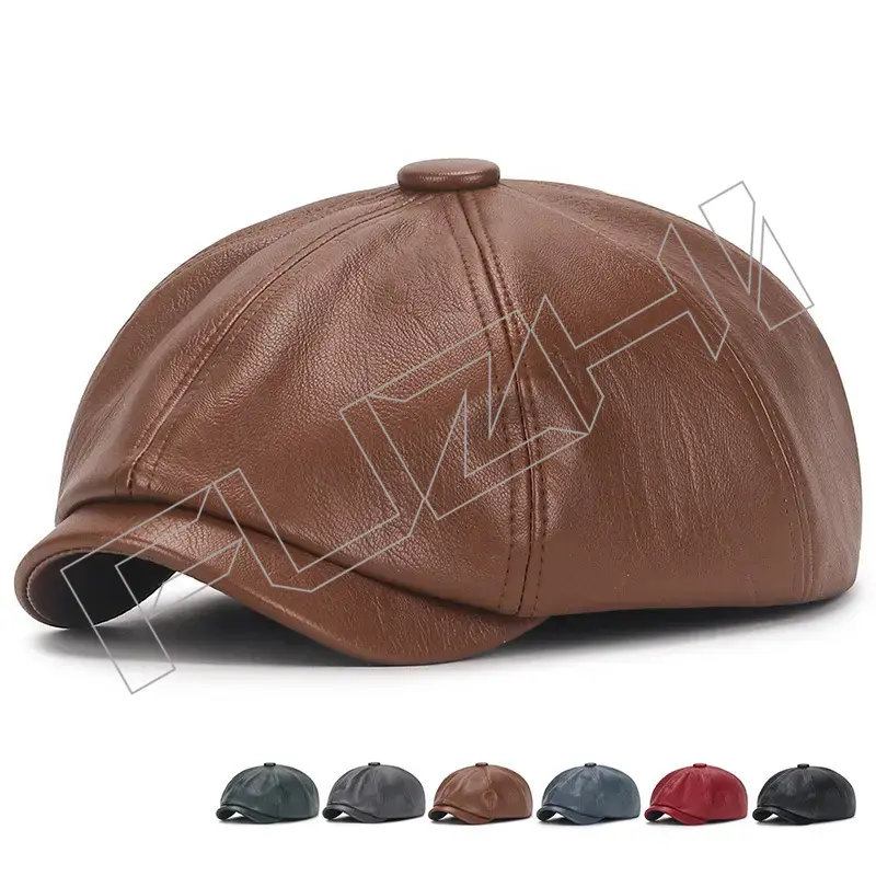 FZBH-20250625-2 Classic French Style Adjustable PU Simil Femme En Cuir Artist Painter leather beret hat for women