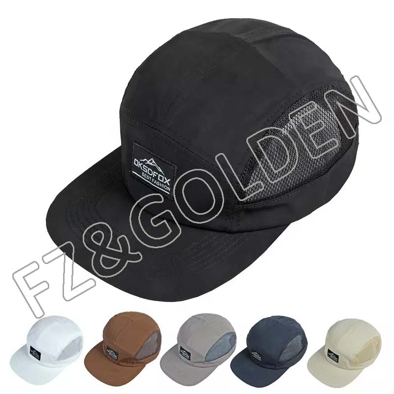 FZBC20250716-5 Wholesale Custom Logo 5 Panel Flat Bill Mesh SnapBack Sports Gorras Luxury Polyester Trucker Hat Hip Hop Snap back Cap
