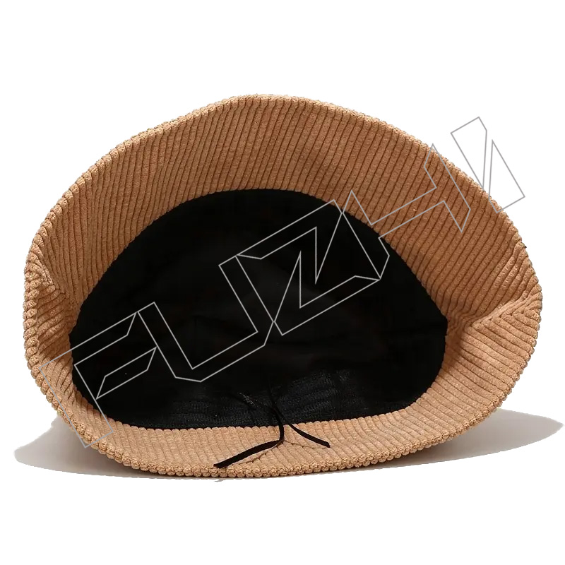FZFH20250625-4 Custom Logo Yellow Black Brown 100% Polyester Character Adults Unisex plain blank corduroy bucket hats custom logo