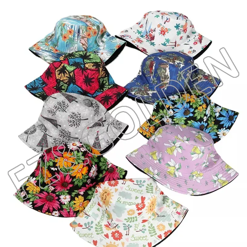 FZFH20250716-2 Wholesale Custom Logo All Over Printing tie dye Women Beach Bell Gorras Summer Fisherman Quick Dry Fit Sun Cap bucket hat