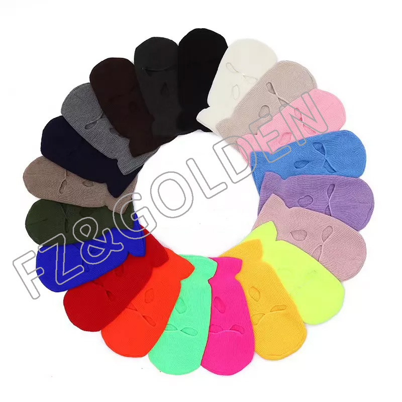 FZBH20250716 Fashion Knitted Ski Masks Full Face Winter Hats 3 Hole Hats Embroidery Custom Balaclava