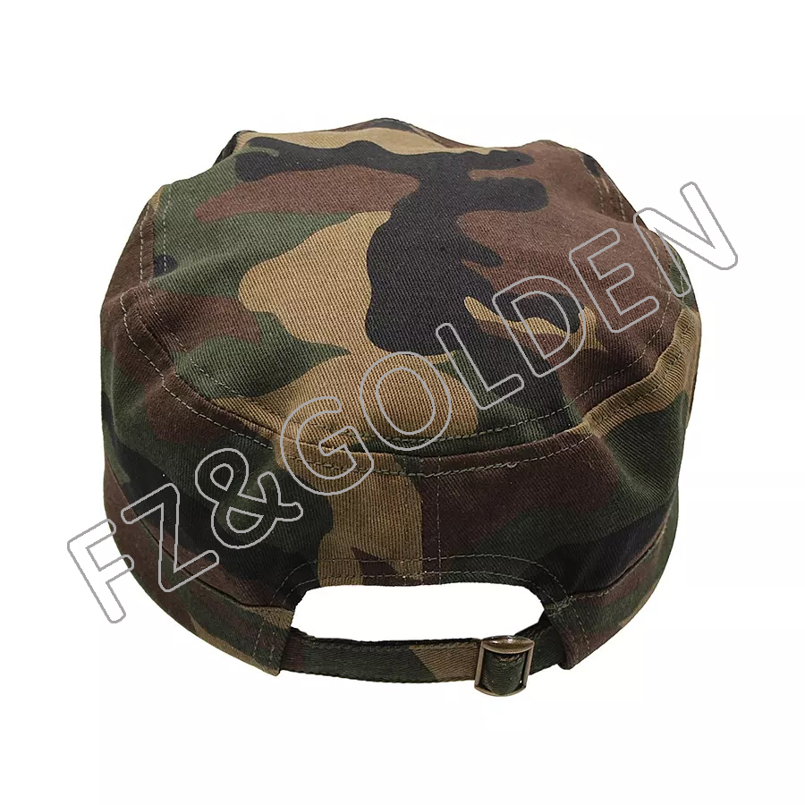 FZCC20250722 Cadet Military Hat Unisex Adjustable Flat army Caps for sale