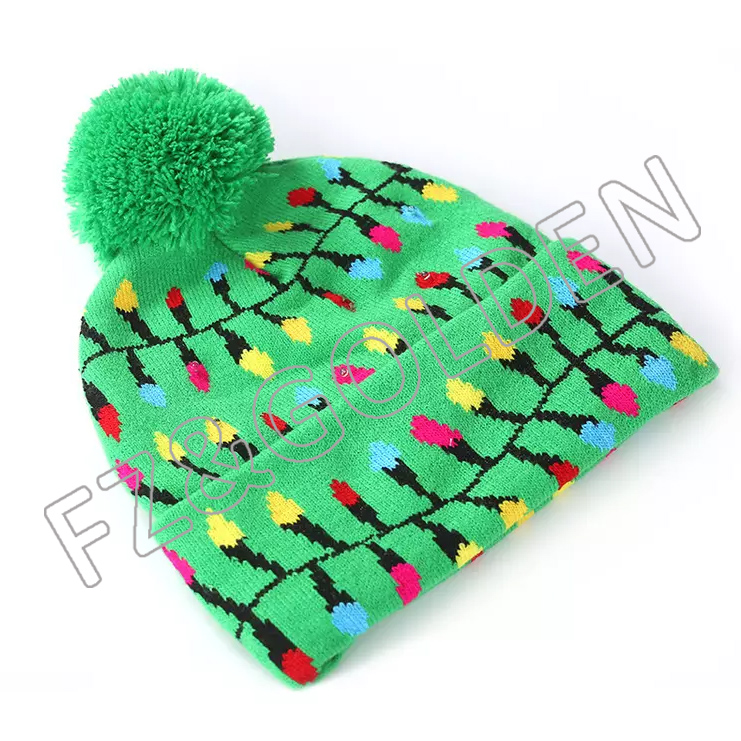 FZBH20250722-3 New arrival winter children custom customized logo kids knit ted christmas beanie hats with pom pom