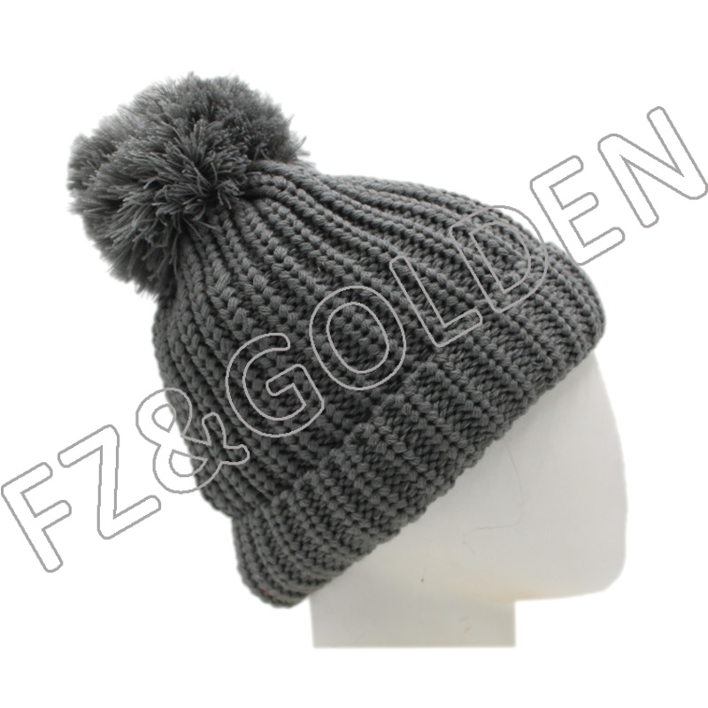Export Acrylic Beanie -
Polyester Knitted Hat With Ball - FUZHI
